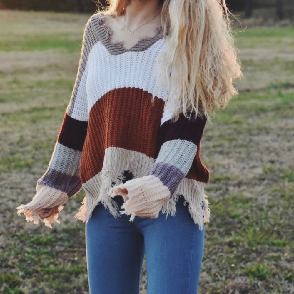 Miracle Distressed Multi-Color Sweater